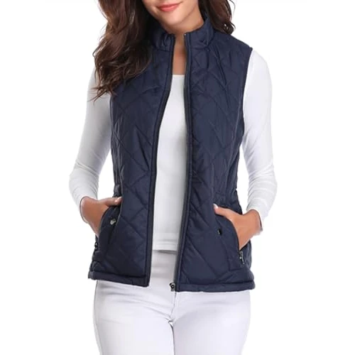 Offerta a tempo: fuinloth Gilet Donna Smanicato Primaverile Autunno Invernale Panciotto Dritto Giacche Leggeri Senza Maniche Giacca Blu Scuro XS - 15% da 13.37 € a 11.38 €