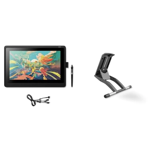 Offerta a tempo: Wacom Cintiq 16 Display Interattivo e Penna Pen PRO 2 - Tavoletta Grafica con Schermo LCD 16" per Disegno Digitale Full HD, Compatibile con Windows & OS X, Nero + Supporto Regolabile - 39% da 998.99 € a 607.01 €