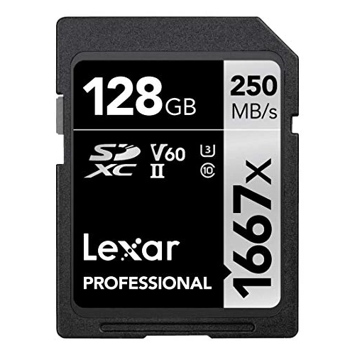 Lexar Professional 1667x Tarjeta de memoria SD 128GB, SDXC UHS-II, Hasta 250 MB/s de Lectura, Clase 10, U3, V60, SD para fotógrafo profesional, camarógrafo, entusiasta (LSD128CB1667)