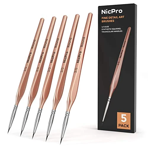 Offerta a tempo: Nicpro 5 Pezzi Pennelli per Dipingere 3/0, Set Pennelli Fine Pittura per Vernici Acriliche, Acquerelli, Oli e Guachi, le Unghia Art oer il Viso Dettagli in Miniatura Pittura - 0.00% da 10.99 € a 10.99 €