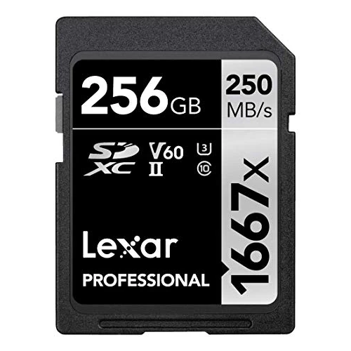 Offre limitée : Lexar Professional 1667x Carte SD 256 Go, Carte Memoire SDXC UHS-II, Jusqu'à 250 Mo/s en lecture, Class 10, U3, V60, SD pour photographe professionnel, vidéaste, passionné (LSD256CB1667) de 102.49 EUR à 85.07 EUR (remise 17%)