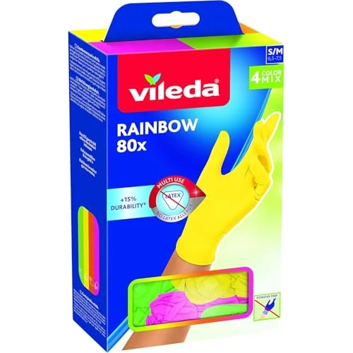 Vileda Guanti Multiuso Guantes, Nitrilo, Multicolor, S/M (Paquete de 80)