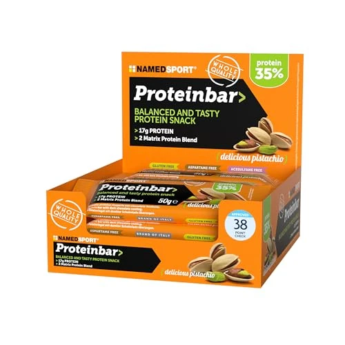 Offerta a tempo: NAMEDSPORT Proteinbar Barretta Energetica con 35% di Proteine | Ideale come Spuntino o Post Workout | Senza Glutine e Olio di Palma | Brand of Italy | Box da 12x50 g Gusto Delicious Pistachio - 0.00% da 27.90 € a 27.90 €