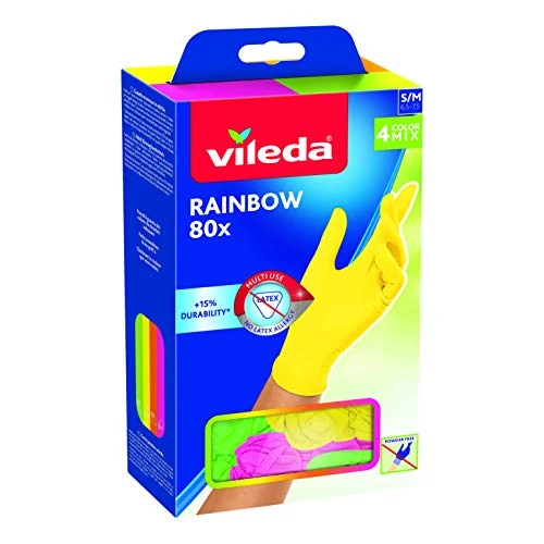 Offerta a tempo: Vileda Rainbow Guanti Multiuso, Nitrile, Multicolore, 80 Pezzi, M/L - 39% da 12.90 € a 7.90 €