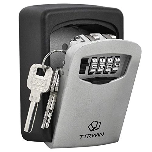 Key Lock Box-Key Safe Box Wall Mounted 4 Digit Weather Resistant Key Storage Box for Indoors or Outdoors Holds up to 5 Keys Secure Box Keys Holder