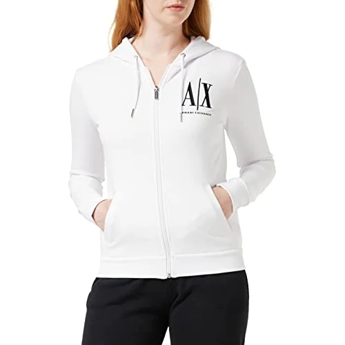 Offerta a tempo: ARMANI EXCHANGE Icon Project Hoodie, Felpa con cappuccio, Donna, Bianco, S - 30% da 110.00 € a 77.00 €