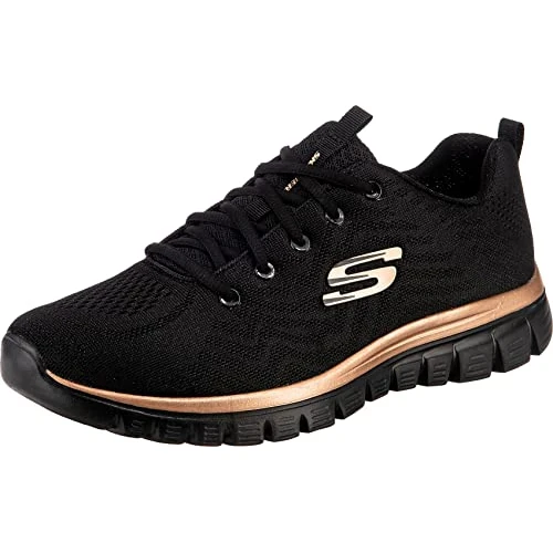 Skechers Graceful Get Connected damessneakers, zwarte mesh roségouden rand, 38.5 EU