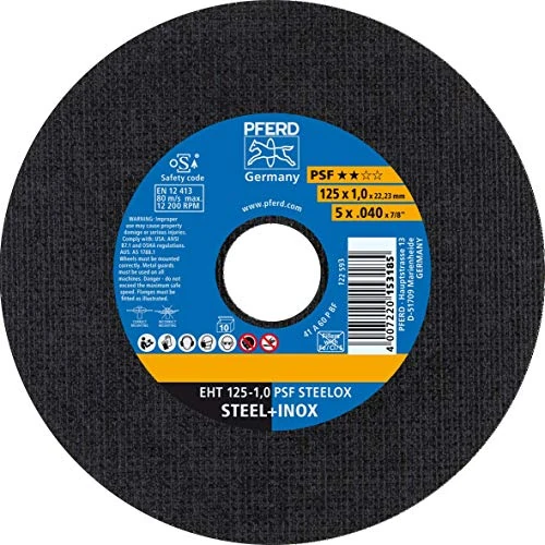 Offerta a tempo: PFERD Disco da taglio 10 pezzi, 125 x 1,0 x 22,23 mm, dritto, PSF STEELOX 61721110 - per acciaio e acciaio inossidabile (INOX) ad alta potenza di separazione e buona durata - 0.00% da 24.39 € a 24.39 €