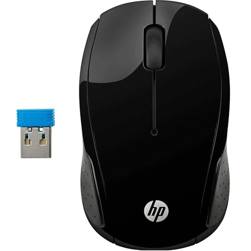 HP 220 Black 2.4 GHz USB Wireless Mouse with Blue LED 1300 Dpi Optical Sensor, Up To 15 Months Battery Life