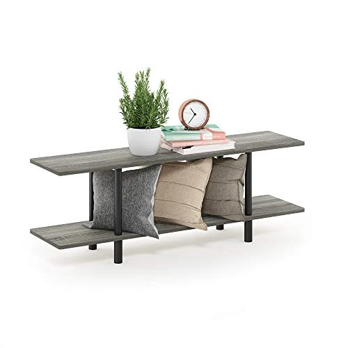 Offerta a tempo: Furinno Tavolino Basso con 2 ripiani, Grigio (French Oak Grey/Nero), taglia unica - 0.00% da 47.59 € a 47.59 €