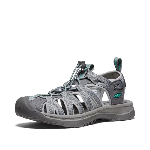 Oferta limitada: KEEN Whisper Sandalias para Mujer, Gris (Medium Grey/Peacock Green), 38.5 EU de 100.00 € a 63.99 € (ahorro 36%)