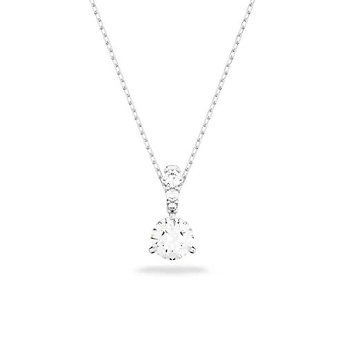 Swarovski Pendentif Solitaire, Taille ronde, Blanc, Métal rhodié
