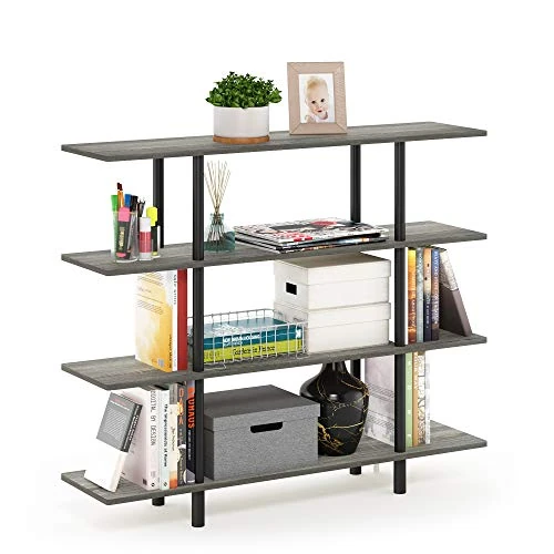 Oferta limitada: Furinno Estantes sin herramientas Gris/Negro (Gris Roble Francés/Negro) 4 estantes de 92.95 € a 92.95 € (ahorro 0.00%)