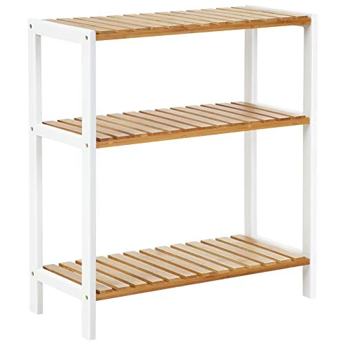 Oferta limitada: SONGMICS Estantería de Baño de Madera, Estantería Almacenaje, Estante de Plantas de 3 Niveles, para Baño, Sala de Estar, Balcón, Cocina, 26 x 60 x 66 cm, Blanco y Natural BCB33WN de 54.99 € a 38.99 € (ahorro 29.1%)