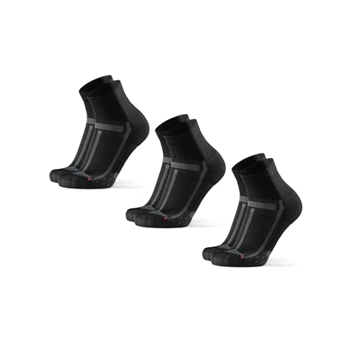 DANISH ENDURANCE Chaussettes de Running Longue Distance, Anti-Ampoules, Soutien Voûte Plantaire, 3 Paires, Noir/Gris, 43-47