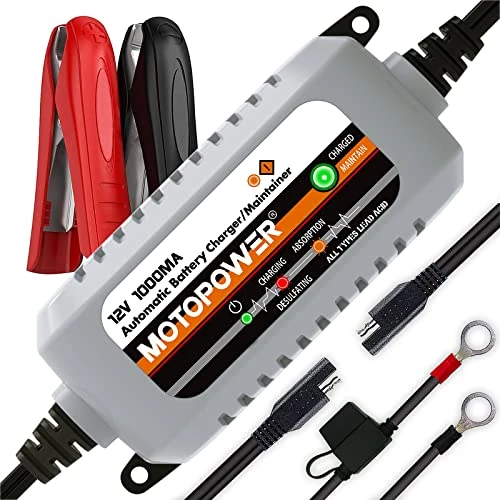 MOTOPOWER MP00205B 12V 1000mA Caricabatterie Automatico per Auto, Moto, ATV e altro