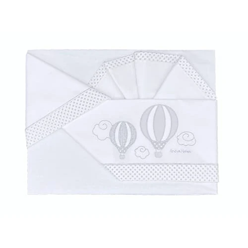 Andy & Helen Completo 3 pezzi lenzuolo culla ricamato + sotto con elastici e federa. Adatto a culle MAXI, NEXT TO ME, fianco letto