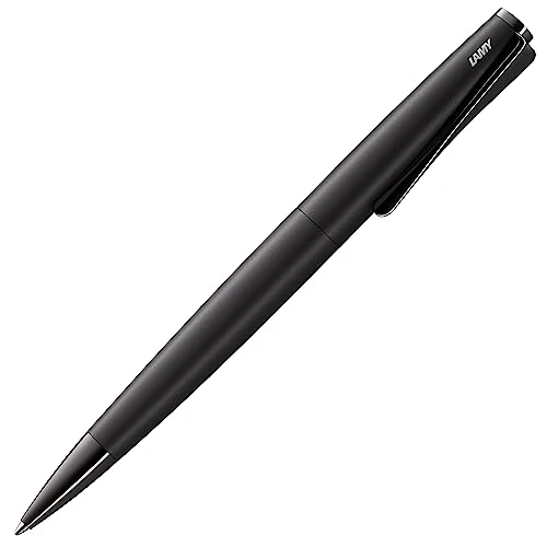 Lamy Studio LX-All-Black - długopis w eleganckiej obudowie ze stali nierdzewnej - z klipsem w kształcie śmigła - z gigantycznym wkładem M 40,6 cm szerokość linii M w kolorze czarnym