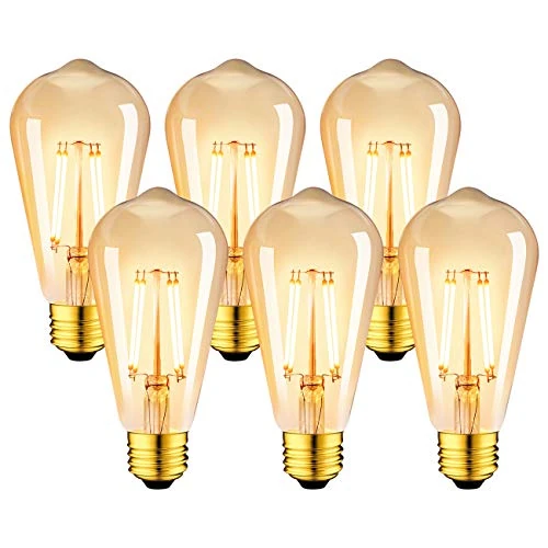 Begrenztes Angebot: LVWIT Edison Vintage Glühbirne E27 ST64 6.5W, 685LM, 2500K Warmweiß Ideal für Nostalgie und Retro Beleuchtung im Haus Café Bar (6er Pack) von 17.69 EUR auf 17.69 EUR (Rabatt 0%)