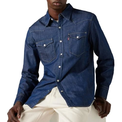 Levi's Men's Barstow Western Standard Woven shirts, Indigo Rinse, M