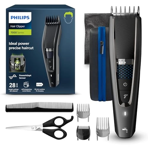 Offerta a tempo: PHILIPS Hair Clipper Serie 7000 Regolacapelli Con Tecnologia Trim-N-Flow Pro, Modello Hc7650/15, Argento Nero - 3% da 54.49 € a 52.99 €