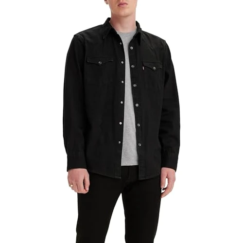 Levi's Barstow Western Standard Camiseta, Marble Black Denim Rinse, L Hombre