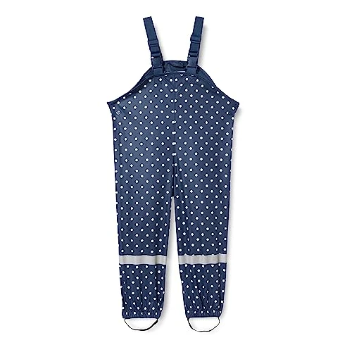 Playshoes Girls Rain dungarees with polka dots 405427, 11 - Navy, 140