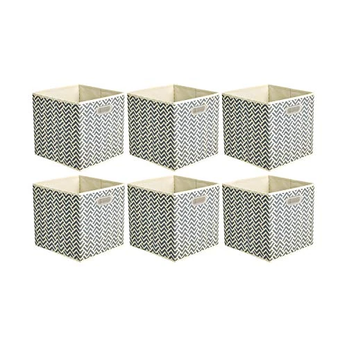 Limited offer: Amazon Basics Collapsible Cube Storage Organizer Bins, 6-Pack, 10.5 x 10.5 x 11 inches, Chevron Grey from 16.91 EUR to 15.56 EUR (save 8%)