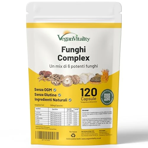 Suplemento de 6 Hongos – Reishi, Melena de León, Cordyceps, Chaga, Shitake y Maitake. 120 Cápsulas. 500mg Por Cápsula.