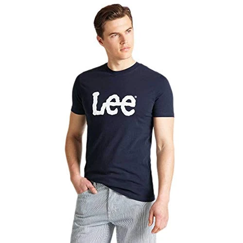 Offre limitée : Lee Homme Logo Tee T-Shirt Not Applicable, Bleu (Navy Drop EE), Small de 25.00 € à 25.00 € (0.00% de remise)