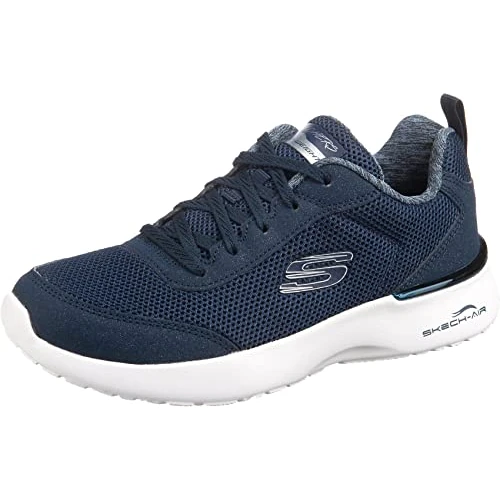 Skechers Skech-air Dynamight Fast Brake, Scarpe da ginnastica basse Donna, Blu Navy Mesh White Trim, 38.5 EU