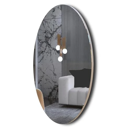 Offre limitée : Organizedlife Miroir de Salle de Bain Ovale, sans Cadre, Verre Ultra Clair, Panneau arrière épaissi en MDF, Design Moderne Minimaliste, Suspension Horizontale ou Verticale, 64 x 37 x 2cm de 44.99 € à 44.99 € (0.00% de remise)