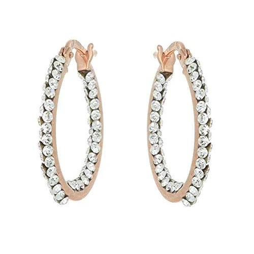 Limited offer: DelPia, Round Earring Front-back Line with Crystals in Gold 18k and 925 Sterling Silver (Pink, 15mm) from 60.76 EUR to 60.76 EUR (save 0%)