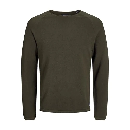 JACK & JONES Jjehill Knit Crew Neck Noos Pull, Vert (Olive Night Detail: Melange), Large Homme