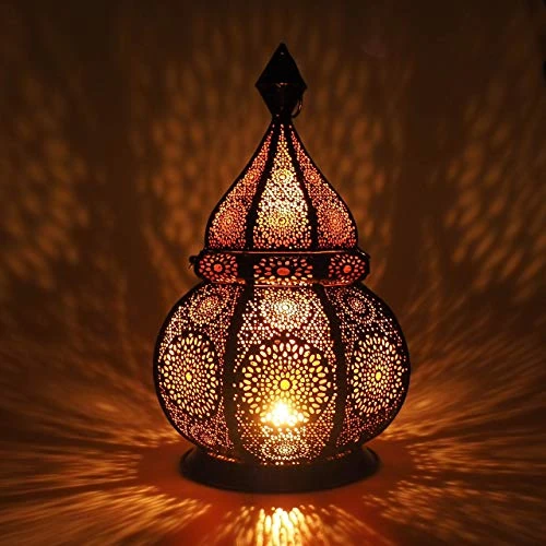 Gadgy Lanterna Portacandela Orientale 36cm - Lampada Marocchina Traforata per Candele o Luci Elettriche - Lampada Orientale - Lanterna Decorativa Vintage per Interno ed Esterno - Lanterna Ramadan