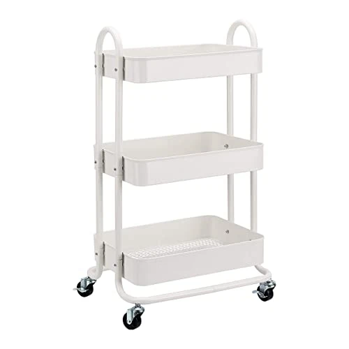 Offerta a tempo: Amazon Basics Carrello con ruote a 3 scomparti, bianco - 27% da 39.28 € a 28.70 €