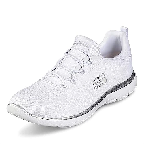 Skechers 149036 Femme Baskets, Blanc (White Mesh/Silver Trim WSL), 39 EU