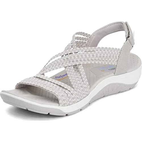 Offerta a tempo: Skechers Reggae Cup-oh, Snap!, Sandali a Punta Aperta Donna, Beige Natural Taupe Gore Nat, 38 EU - 30% da 54.95 € a 38.69 €