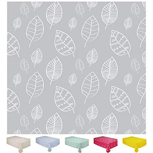 Offerta a tempo: Home Direct Tovaglia in Tela Cerata plastificata Rettangolare 140 x 200cm Le Foglie Grigio Chiaro - 0.00% da 19.95 € a 19.95 €
