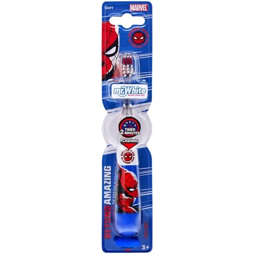 Offerta a tempo: Mr. White Spiderman, Alimentato a batteria, Spazzolino Luminoso da Denti, Manuale - 7% da 4.49 € a 4.19 €