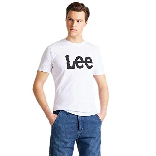 Lee Homme Logo Tee T-Shirt Not Applicable, Blanc (White 12), Large
