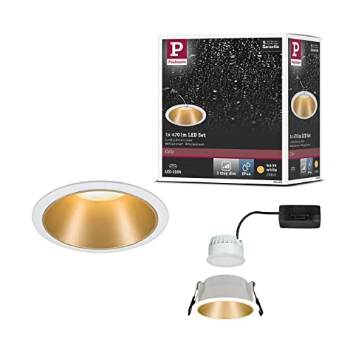 Oferta limitada: Luminaria empotrable LED Paulmann Cole 3-Step-Dim 6 W 2700 K, blanco/dorado mate de 25.30 € a 20.99 € (ahorro 17%)