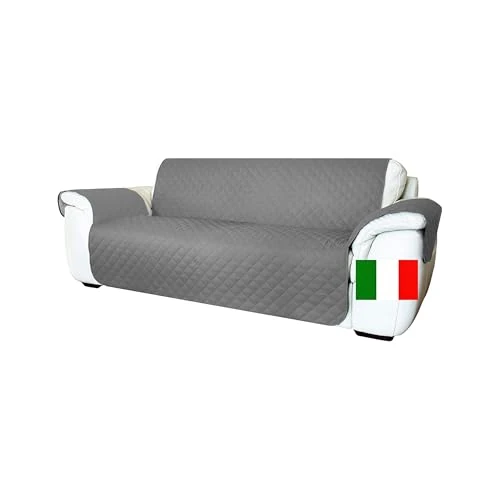 Moonange - 3-Seater Sofa Cover with Armrests - 165 cm Seat - Waterproof - Reversible - Non-Slip - Stain Resistant - Scratch Resistant - Pet Hair Resistant - Modern Sofa Cover - Grey