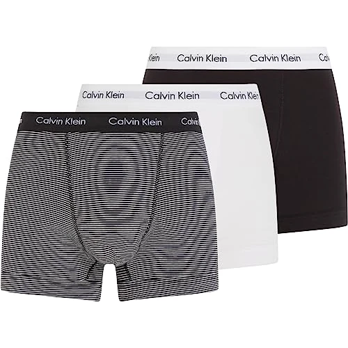 Offerta a tempo: Calvin Klein Uomo Pantaloncini Boxer Confezione da 3 Intimo, Multicolore (White/B&W Stripe/Black) — 35% da 44,90 € a 29,18 €