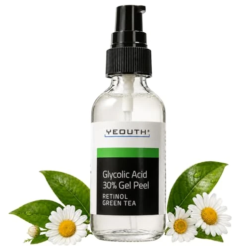 Offerta a tempo: YEOUTH Acido Glicolico Peeling Viso con Retinolo e Tè Verde, Esfoliante Peeling Glicolico Acido 30% Gel Professionale 60ml - 48% da 28.95 € a 15.12 €