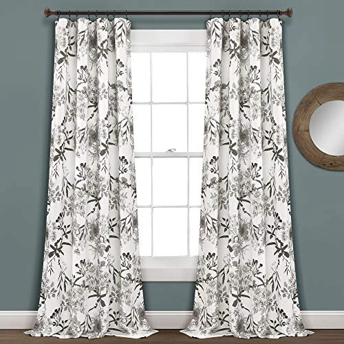Tijdelijke aanbieding: Lush Decor, Grijze en witte botanische tuingordijnen bloemen vogel print kamer verduistering venster paneel gordijnen set voor wonen, dineren, slaapkamer (paar), 95 "x 52", 95" x 52" van 43.02 EUR naar 43.02 EUR (korting 0%)