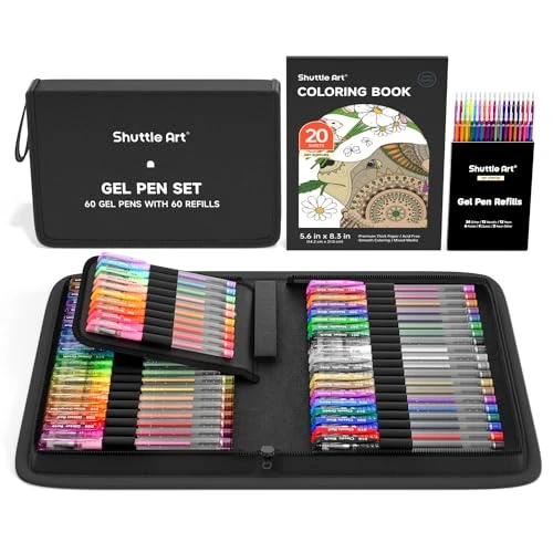 Limited-time offer: Shuttle Art Gel Pens, 120 Pack Gel Pen Set 60 Coloured Gel Pen with 60 Refills for Adults Colouring Books Drawing Doodling Crafts Scrapbooking Journaling from 26.99 £ to 19.99 £ (save 26%)