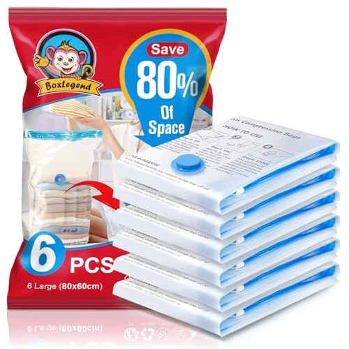 Oferta ograniczona: Torby do przechowywania próżniowego 6 sztuk 80 x 60 cm worek próżniowy ubrania próżniowe wielokrotnego użytku i trwały pokrowiec do przechowywania próżniowego na ubrania, kołdry, pościel poduszki z 69.00 EUR na 69.00 EUR (znizka 0%)