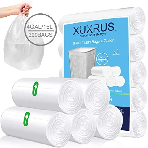 Offerta a tempo: XUXRUS Sacchetti Bagno Piccoli 15L Bianchi, Sacchetti Spazzatura, 200 Pezzi | Sacchetti Resistenti, Antigoccia, Antistrappo, Inodori, Facili Da Inserire E Rimuovere, Ideali Per Rifiuti Quotidiani - 29% da 13.99 € a 9.99 €