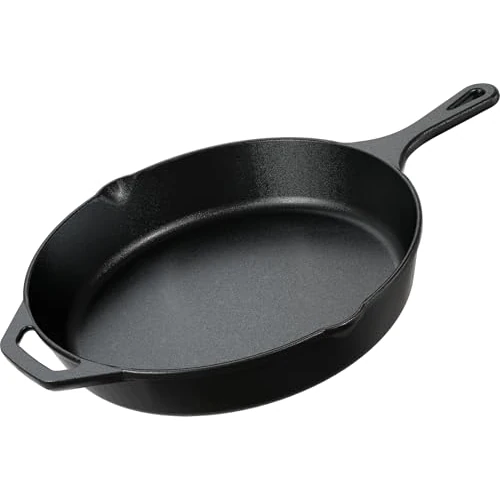 KICHLY Padella in ghisa pre-stagionata da 12 pollici, pentole per grigliare sicure per uso interno ed esterno, padella per chef, padella in ghisa